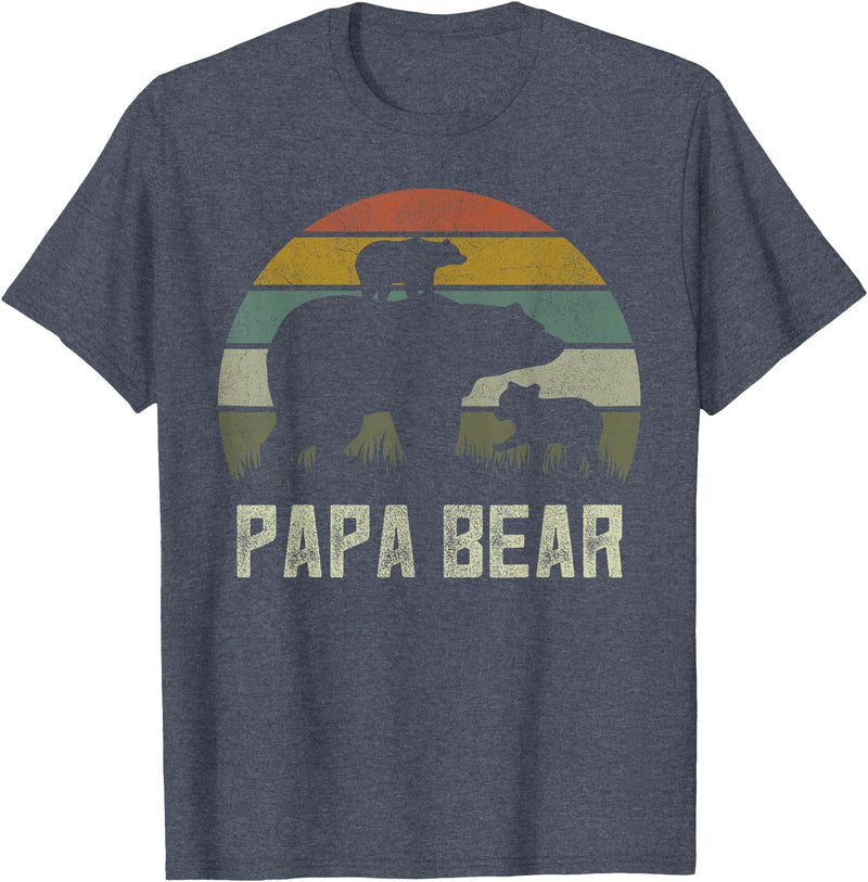 Bear Cubs Family Matching Gifts & Shirts Clothing Funny Papa Bear Shirts, Cub 2 Kids Fathers Day Grandpa T-Shirt - Heather Blue