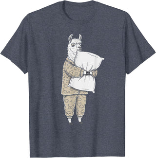 Sleeping & Napping Funny Designs For Nap Lovers Funny Sleepy Llama Alpaca Pajama Women Kids Boys And Girls T-Shirt - Heather Blue