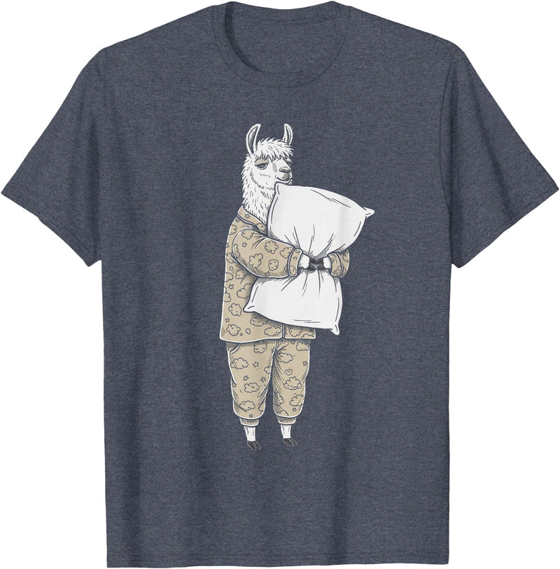 Sleeping & Napping Funny Designs For Nap Lovers Funny Sleepy Llama Alpaca Pajama Women Kids Boys And Girls T-Shirt - Heather Blue