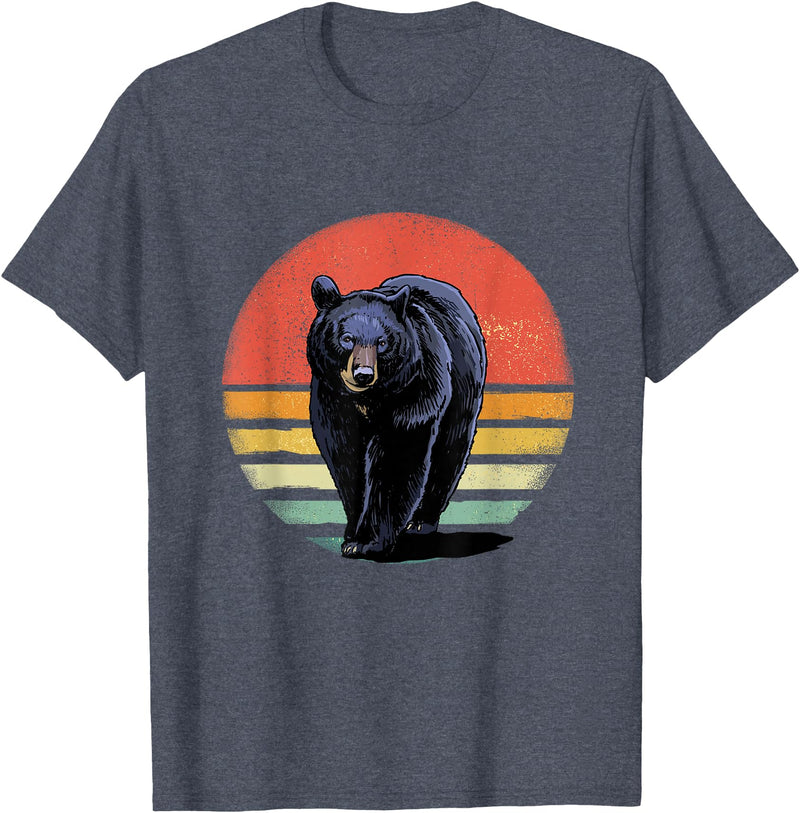 Wowsome! Retro Vintage Black Bear T-Shirt - Heather Blue
