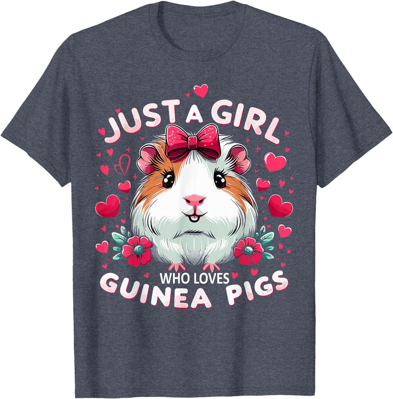 Cute Guinea Pig Gifts Just A Girl Who Loves Guinea Pigs Lover Mom T-Shirt - Heather Blue