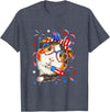 Rodent 4th Of July Costume Guinea Pig Sunglasses US Flag Bow Tie Fireworks 4th July T-Shirt - Heather Blue