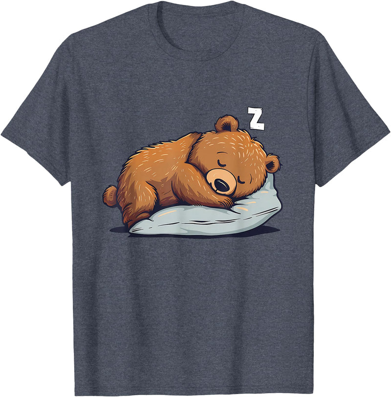 Cute Sleeping Animals Napping Bear Sleeping Sleepy Bear Cute Bear Sleeping T-Shirt - Heather Blue