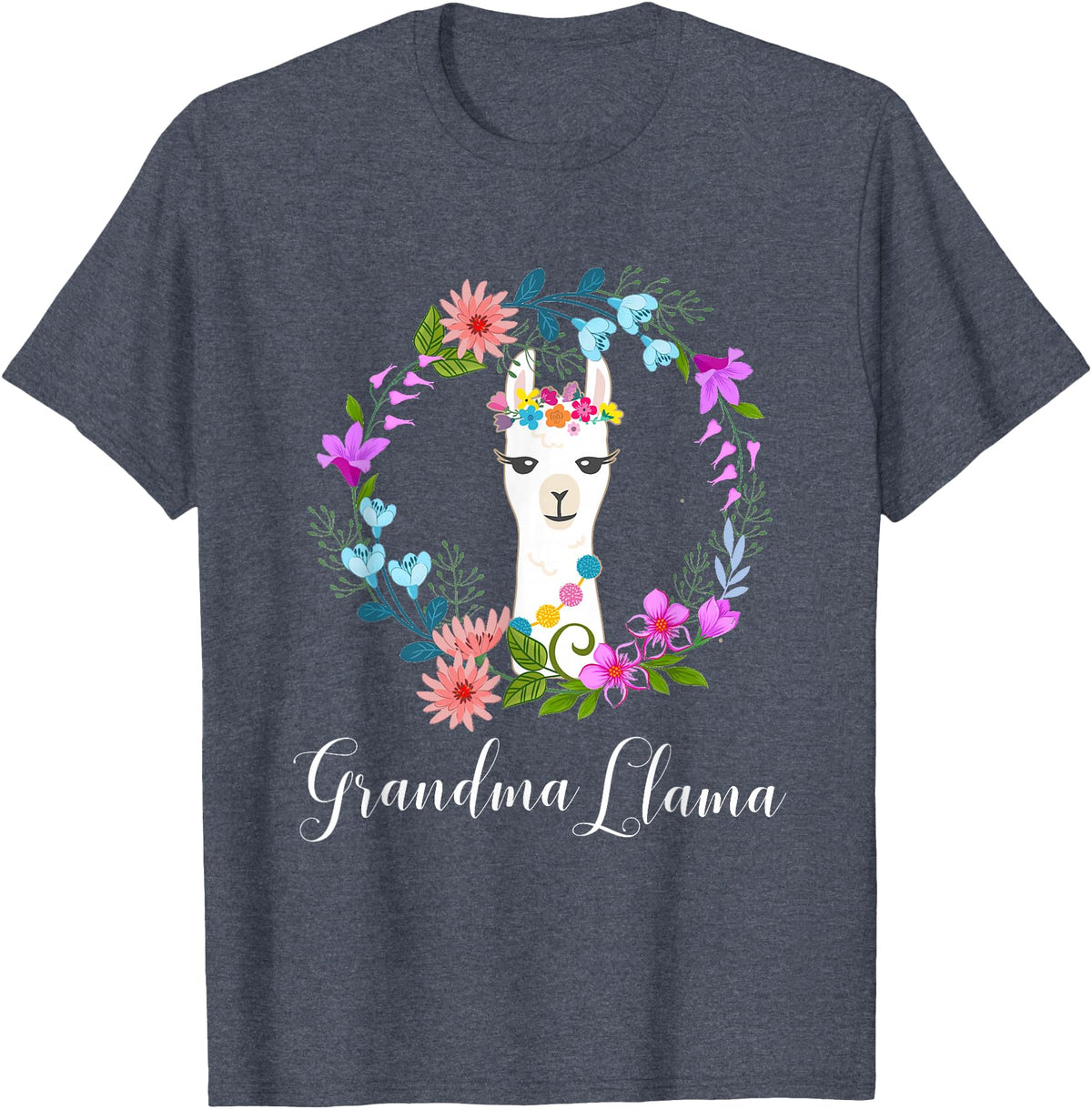 ALPACA FANS, LAMA LOVERS DESIGNS Cute Grandma Llama for Alpaca Fans T-Shirt - Heather Blue