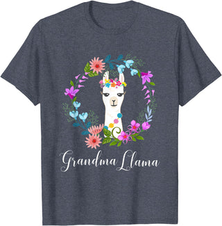 ALPACA FANS, LAMA LOVERS DESIGNS Cute Grandma Llama for Alpaca Fans T-Shirt - Heather Blue