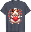 Cute Guinea Pig Apparel for Women Kids Guinea Pig Holding Heart Valentine's Day Cute Valentine T-Shirt - Heather Blue