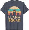 Llama Squad With Glasses Funny Funny Llama Squad Sunglasses Cool Llamas Vintage Gift T-Shirt - Heather Blue