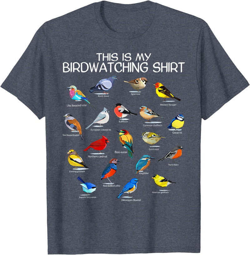 Funny Mens Bird Shirt Gifts For Birding Lovers This is my Birdwatching Shirt For Bird Lover & Birdwatcher T-Shirt - Heather Blue