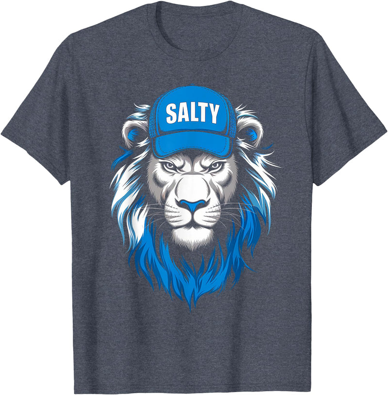 I Liked The Lions Before It Was Cool Tees Blue Lions Salty Wearing Hat Salty Cool Lions Strong Lions T-Shirt - Heather Blue
