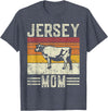 Retro Jersey Gift for Women & Farmer Best Cow Mom Women - Vintage Cattle Jersey T-Shirt - Heather Blue
