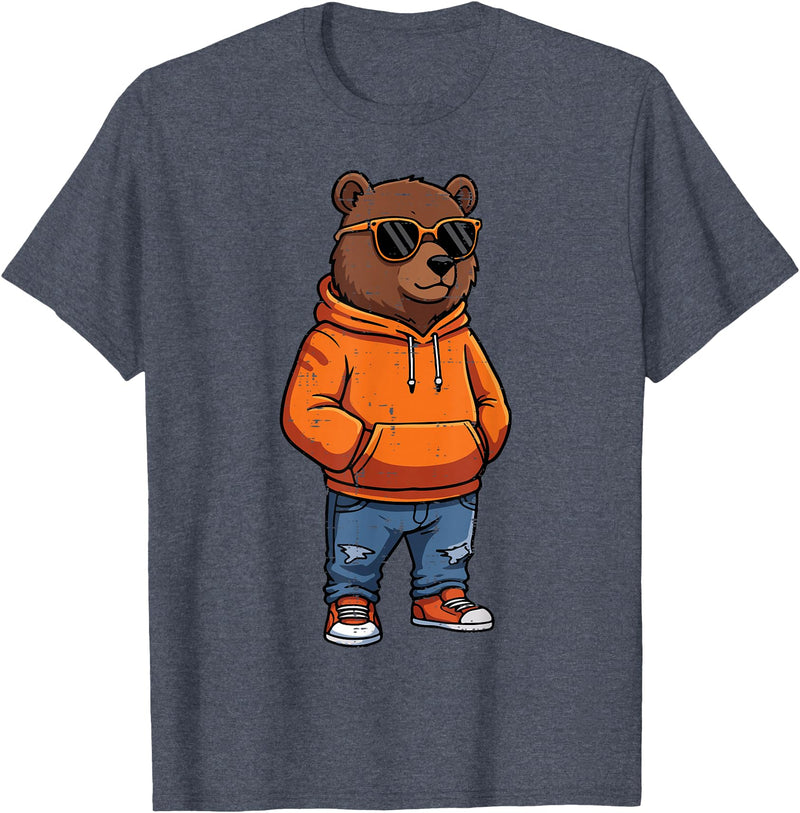 Bear Shirts For Men Women Kids Gifts Cool Bear Sunglasses Men Women Kids Boys Girls Youth Teen T-Shirt - Heather Blue