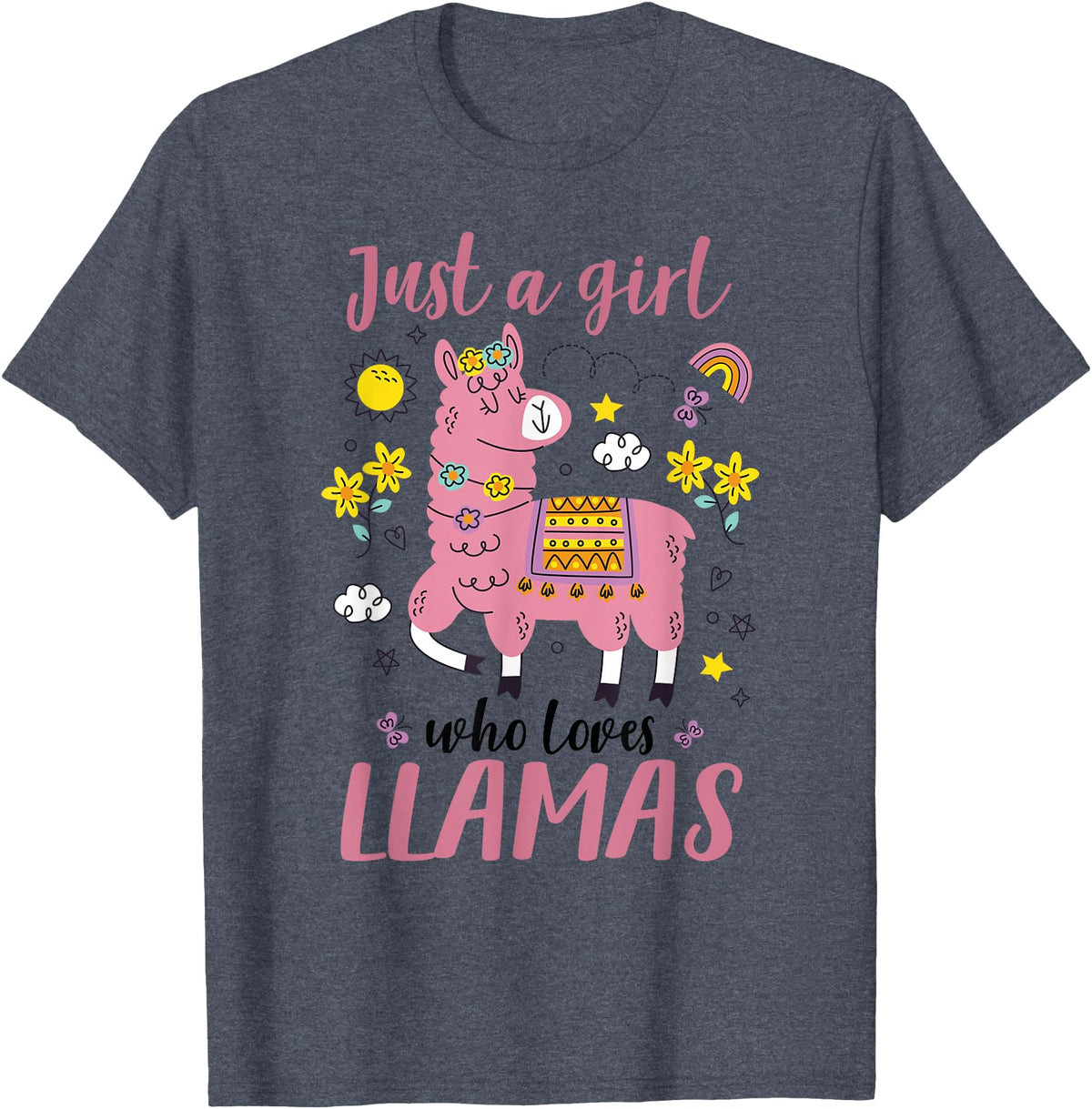 Llama Shirt Kids Girls Toddler Just A Girl Who Loves Llamas T-Shirt - Heather Blue