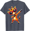 Funny Giraffe Lover Dabbing Giraffe with Sunglasses T-Shirt - Heather Blue