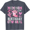 Pink Western Cowgirl Bday Party Family Matching Mommom Of The Birthday Cow-Girl Rodeo Cowgirl Bday T-Shirt - Heather Blue