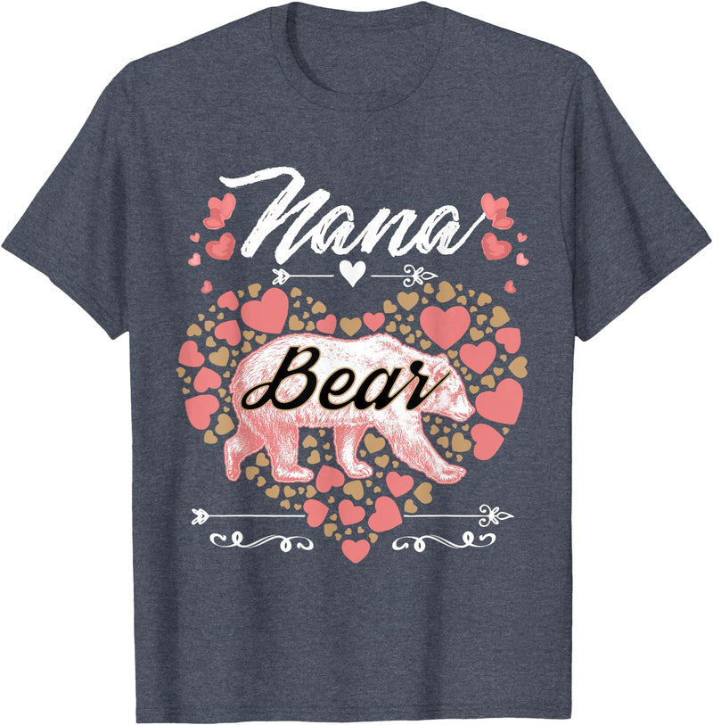 Nana Bear Shirt Designs and Gift Ideas for Grandma Nana Bear Shirt for Women - Cute Mother's Day and Birthday T-Shirt - Heather Blue