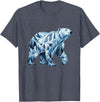Arctic Polar Bear Mountain Waterfall Nature Arctic Polar Bear Forest Waterfall Landscape T-Shirt - Heather Blue