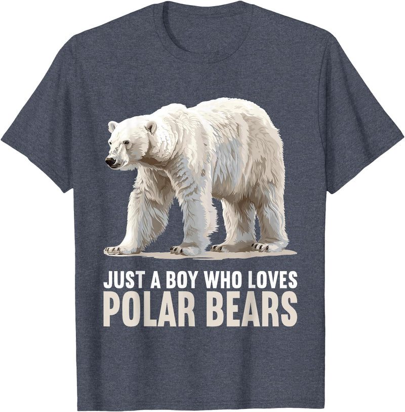 Polar Bears Polar Bear Lovers Shop Just a Boy who loves Polar Bears Polar Bear T-Shirt - Heather Blue