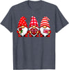 Three Gnome Crew Family Outfit Gnomes Love Valentine's Day Buffalo Leopard Heart Women Men T-Shirt - Heather Blue