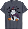 Witch Polar Bear Halloween Tees Polar Bear Halloween Costume Scary Pumpkin Bat Witch T-Shirt - Heather Blue