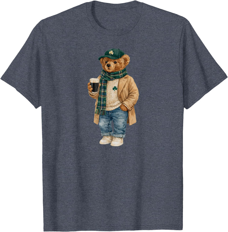 Lucky Teddy Bear St Patricks Day Irish t -shir t Lucky Teddy Bear St Patricks Day Irish T-Shirt - Heather Blue