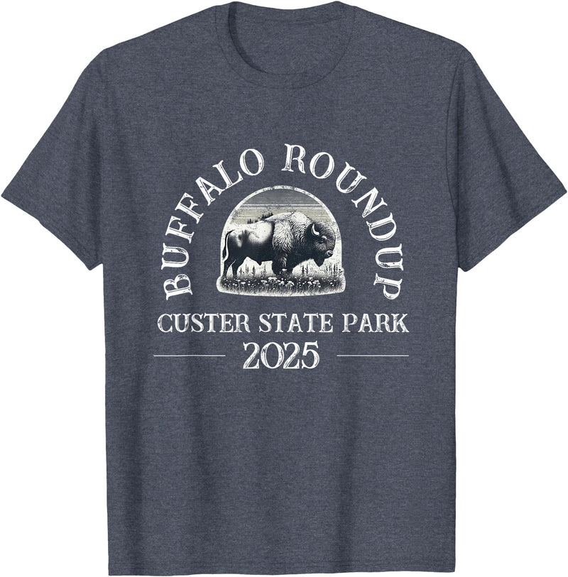Southridge Design 2025 Custer State Park Buffalo Roundup - Distressed T-Shirt - Heather Blue