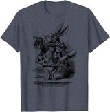 Cute Rabbit Lover Bunny Graphic T-Shirt (Slate Grey) in Heather Blue