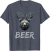 Bear With Antlers Drinker Party Deer Beer Beer Bear Deer Grizzly Bear With Antlers Beer T-Shirt - Heather Blue