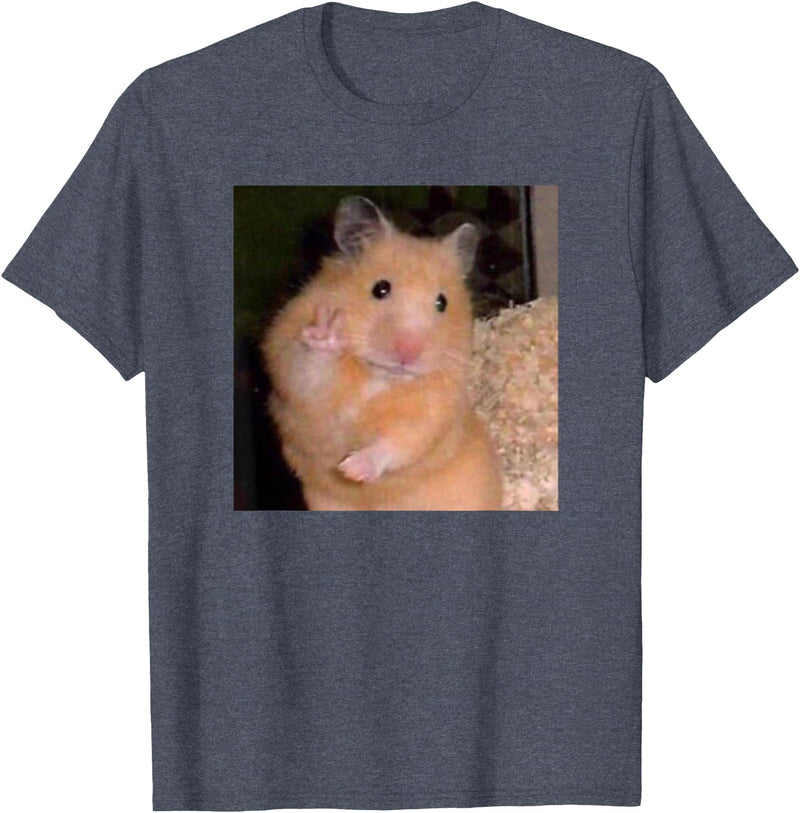 Hamster Meme Peace Sign Funny Pet Owner Trendy T-Shirt - Heather Blue