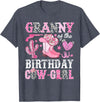 Pink Western Cowgirl Bday Party Family Matching Granny Of The Birthday Cow-Girl Rodeo Cowgirl Bday T-Shirt - Heather Blue