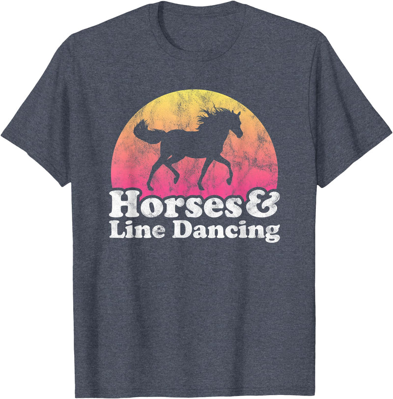 Horses and Line Dancing Apparel Co Horse and Line Dancing Women or Girls Horses T-Shirt - Heather Blue