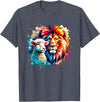 Christian Clothing Lion And Lamb Christian Art Lion And Lamb Geometric Christian Clothing T-Shirt - Heather Blue