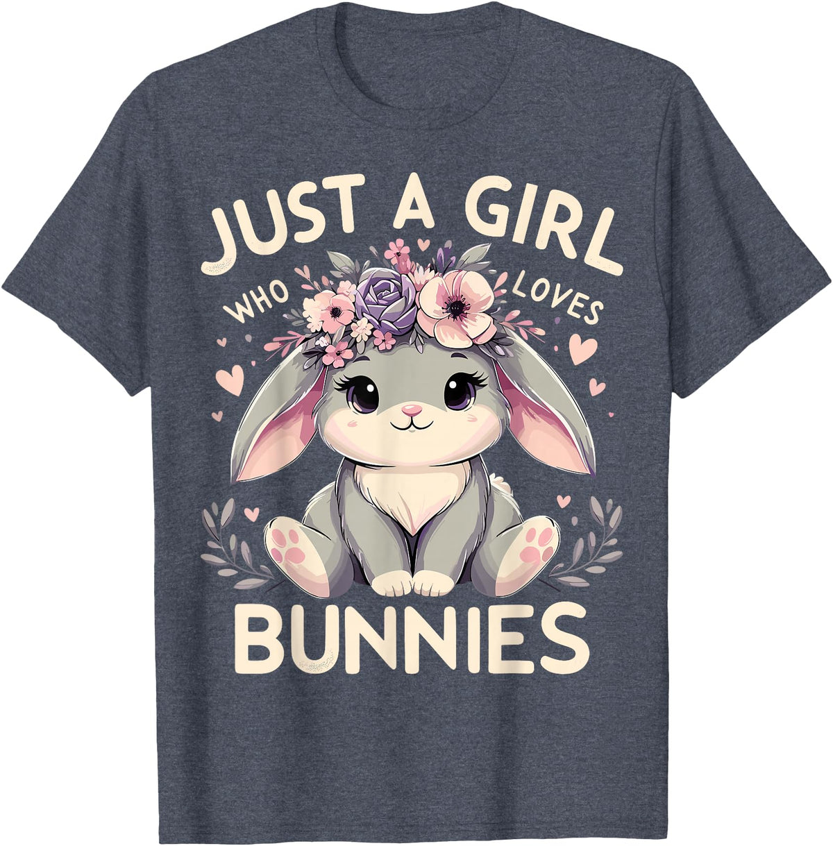 Just a Girl Who Loves Bunnies T-Shirt in Heather Blue