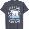 Polar Bear Love Designs Clothing & Co. Just A Girl Who Loves Polar Bears Cute Bear Lover Animal T-Shirt - Heather Blue