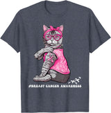 Nad-In October We Wear Pink Funny Cat Pink Ribbon In October We Wear Pink Breast Cancer T-Shirt