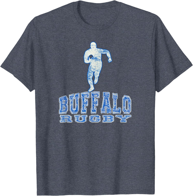 Vintage Buffalo Rugby Merch Vintage Buffalo Rugby with Rugby Player T-Shirt - Heather Blue