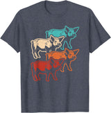 BALARI Retro Pig Vintage Pig Lover Farmer Men Women T-Shirt - Heather Blue