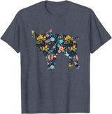 Animal Hog Floral Silhouette Pig Lover Floral Piglet Silhouette Womens Girls Graphic Pig T-Shirt - Heather Blue