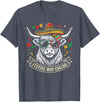 Cinco De Mayo Fiesta Moo Tees Vintage Highland Cow Cinco De Mayo Funny Retro Fiesta Design T-Shirt - Heather Blue