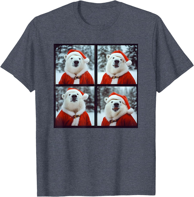 Polar Bears Lover Xmas Photo Booth Men Women Kids Polar Bear Wearing Santa Outfit Winter Christmas T-Shirt - Heather Blue