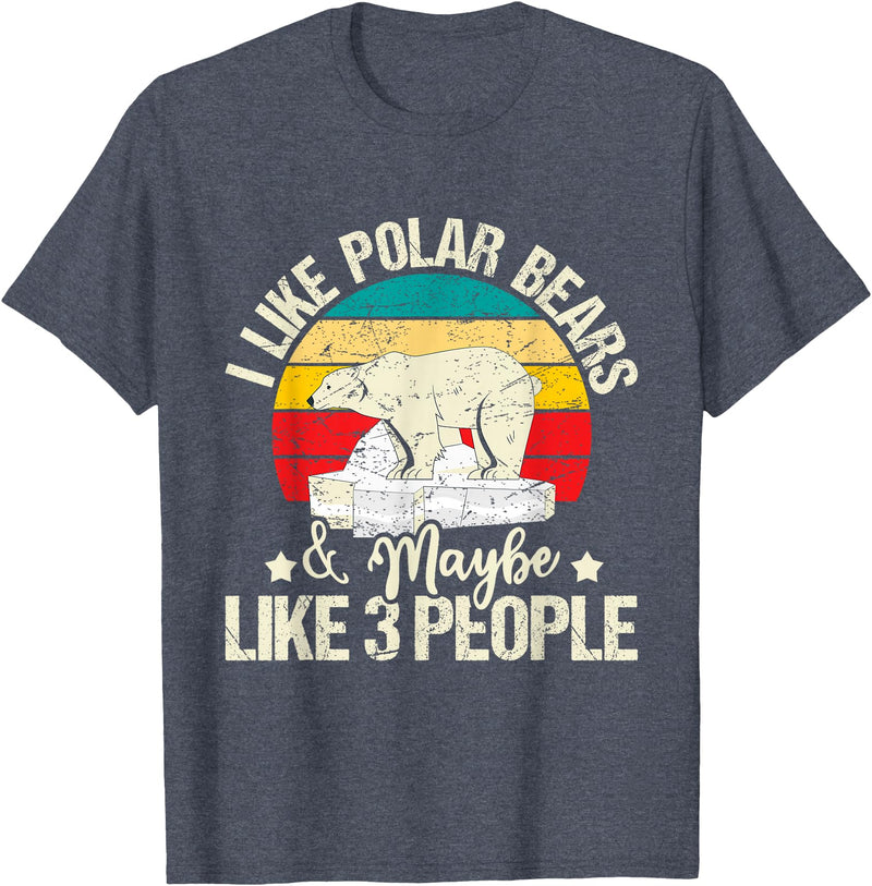 Funny Polar Bear Shirts I Like Polar Bears - Zookeeper Zoologist Zoo Animal Lover T-Shirt - Heather Blue