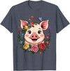 Pig Lover Gift Co. Cute Pig Lover Art for Women Girls Unique Piggy Related T-Shirt - Heather Blue