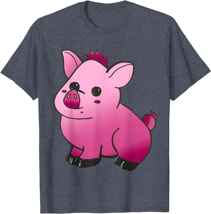 Repugly Hubert the Wobbly Pig T-Shirt - Heather Blue