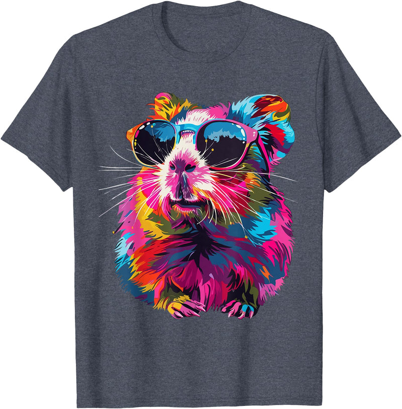 Guinea Pig Lover Designs Sunglasses Guinea Pig Lovers Design Pop Art Funny Guinea Pig T-Shirt - Heather Blue