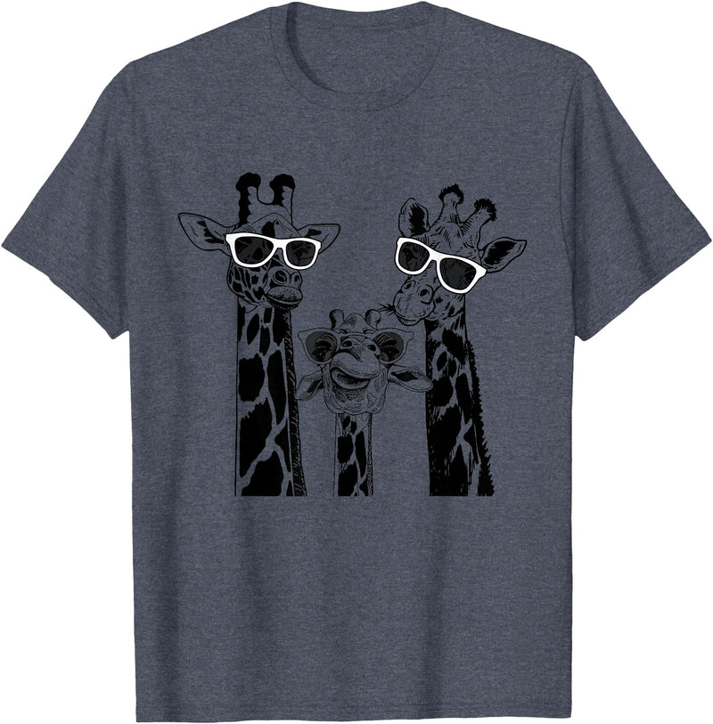 Cool Giraffe Summer Vacation Giraffe Family Matching Summer Sunglasses Vacation Safari T-Shirt - Heather Blue