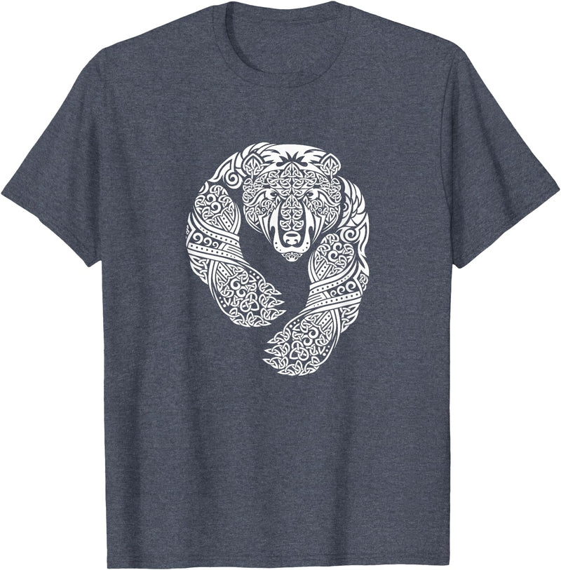 CELTIC KNOTWORK TRIBAL TATTOO BEAR TEES CELTIC KNOTWORK TRIBAL TATTOO BEAR T-SHIRT T-Shirt - Heather Blue