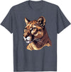 Mountain Lion Cougar Panther Catamount Designs Mountain Lion Caricature T-Shirt - Heather Blue