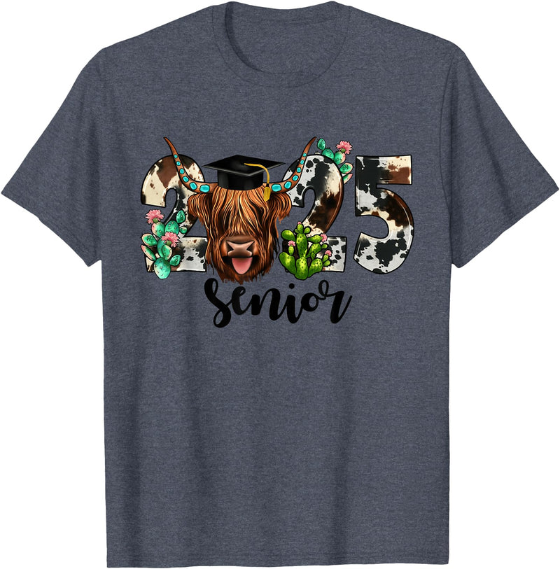 Cow 2025 Senior Class Of 2025 Graduation 2025 T-Shirt - Heather Blue