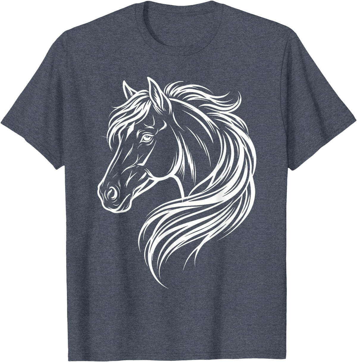 Horse Silhouette Farm Animal Graphic Horses Cute Horse Silhouette Art Equestrian Farm Animal Horse Lover T-Shirt - Heather Blue