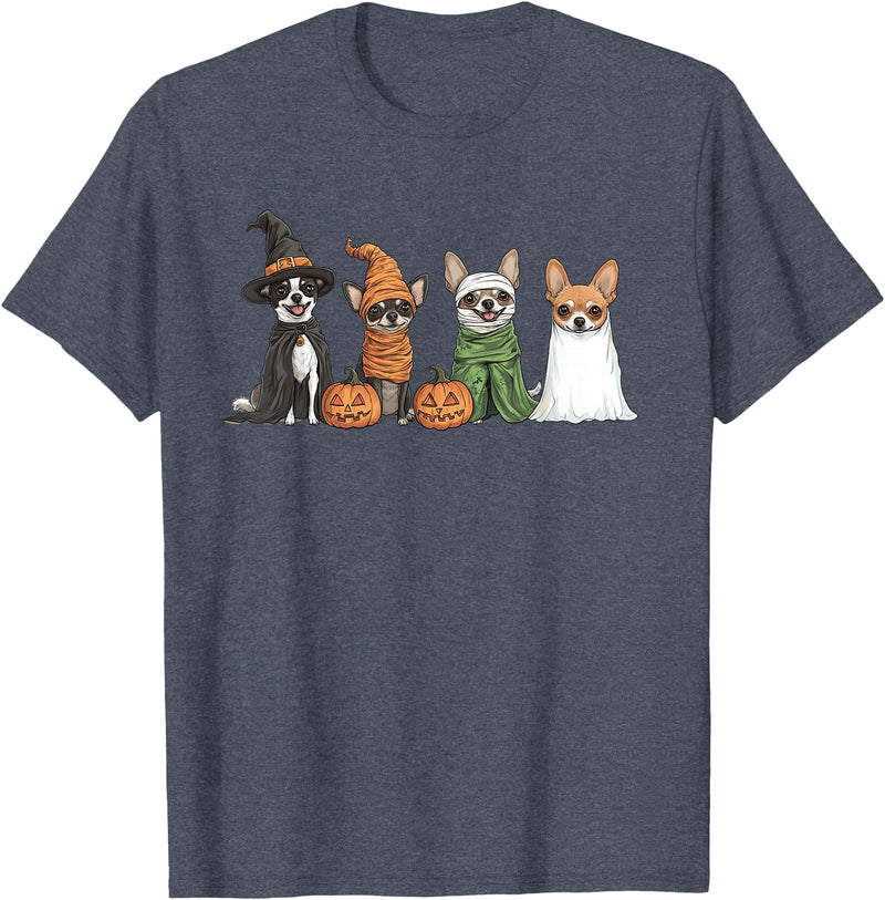 Cute Fall Chihuahua Dog Owner Halloween T-Shirt - Heather Blue
