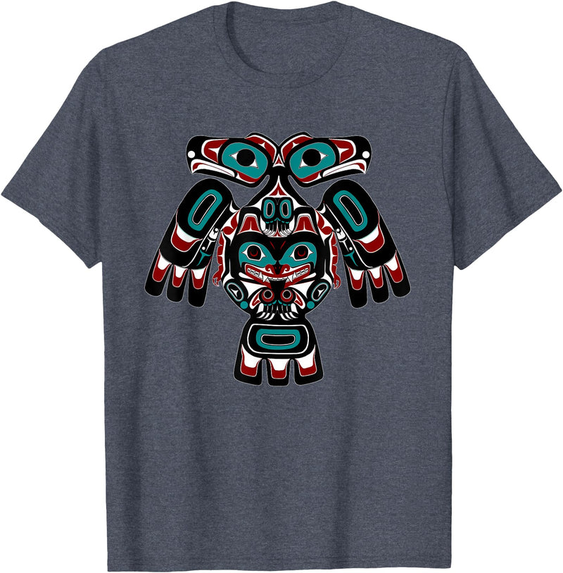 Tribal America Alaska Native American Indian Tlingit Eagle Bear Clan Spirit T-Shirt - Heather Blue